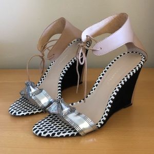 Loeffler Randall wedge tie sandals, sz 40